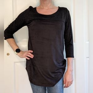 NWT | Le Lis | Adea Faux Suede Button Back Knit Top | Black | S